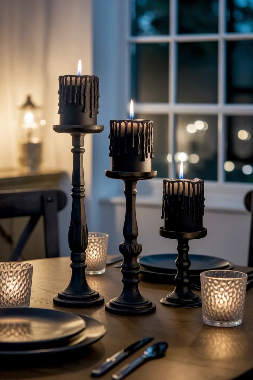 41 Halloween Crafts for Adults 15 Gothic Candle Holder Set