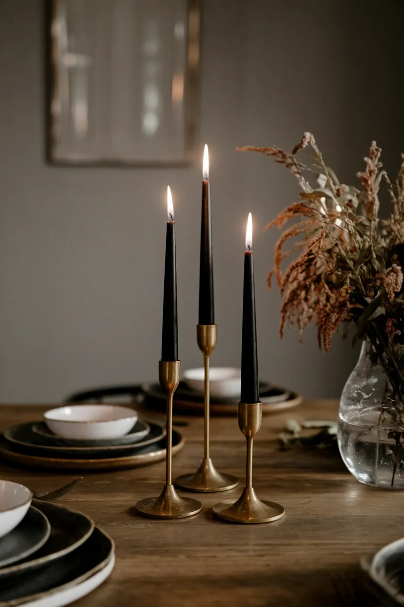 41 Halloween Crafts for Adults 40 Gothic Taper Candle Trio