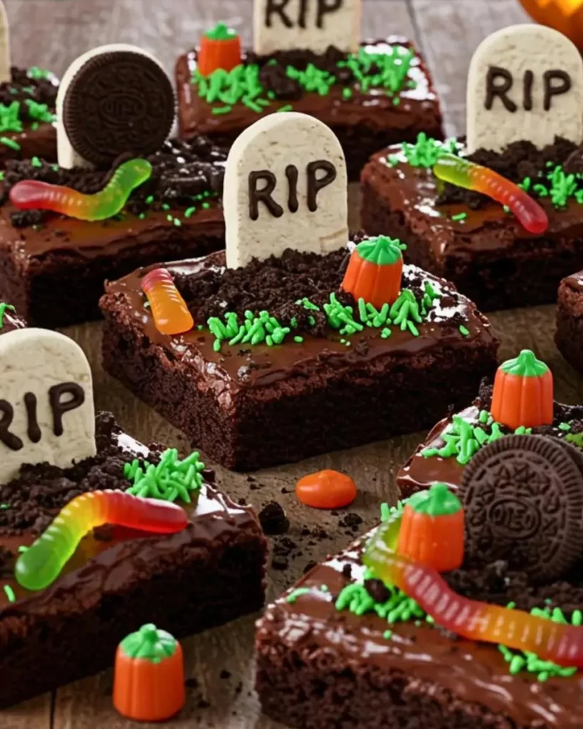 20 Halloween Party Food Ideas for a Spooky and Delicious Celebration 7 Halloween Graveyard Brownie Bites