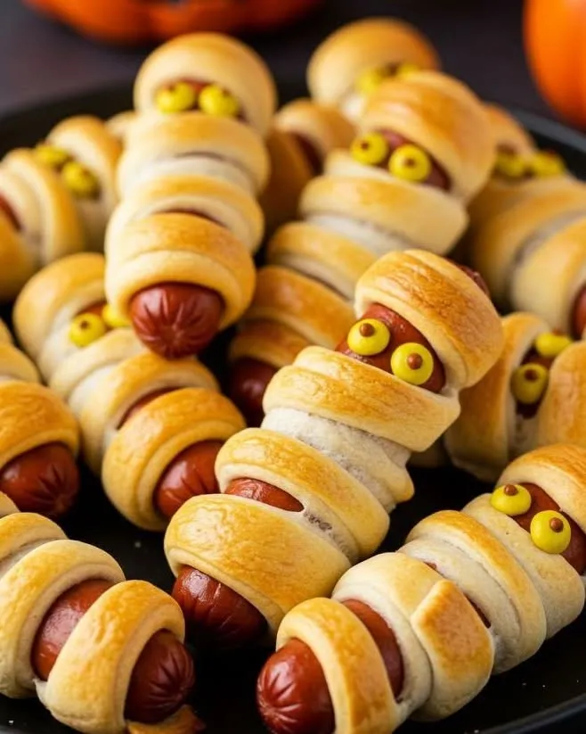 45 Halloween Potluck Recipes Everyone Will Want to Try 27 Halloween Mummy Hot Dogs