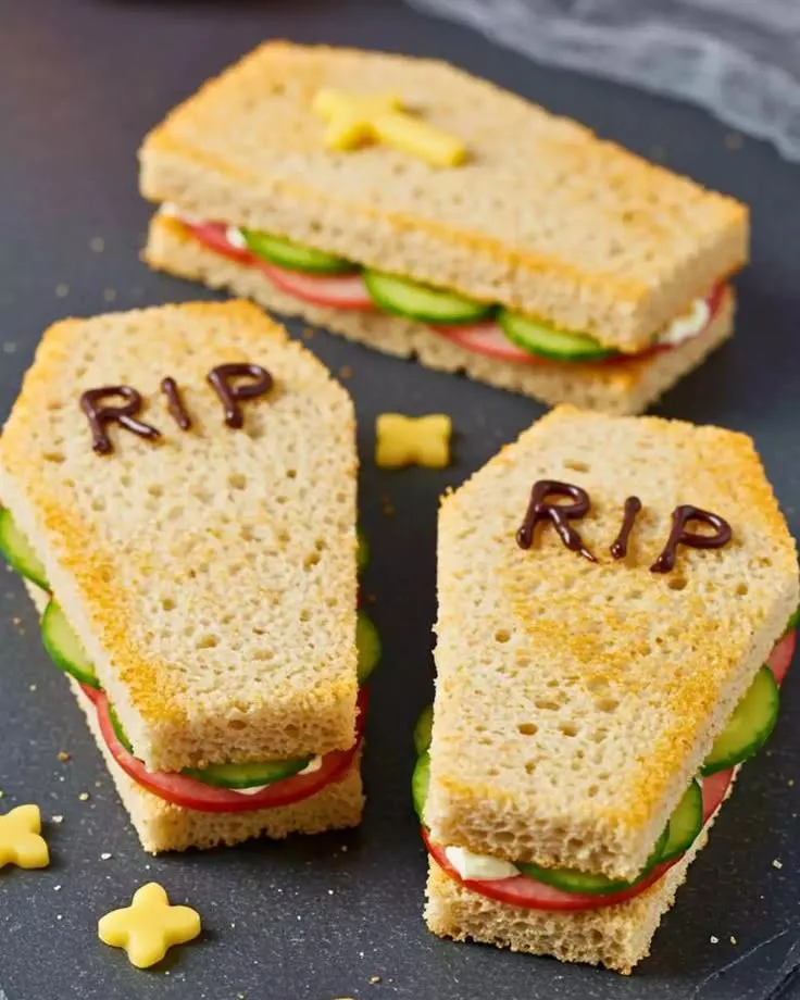 20 Halloween Party Food Ideas for a Spooky and Delicious Celebration 13 Halloween RIP Sandwiches