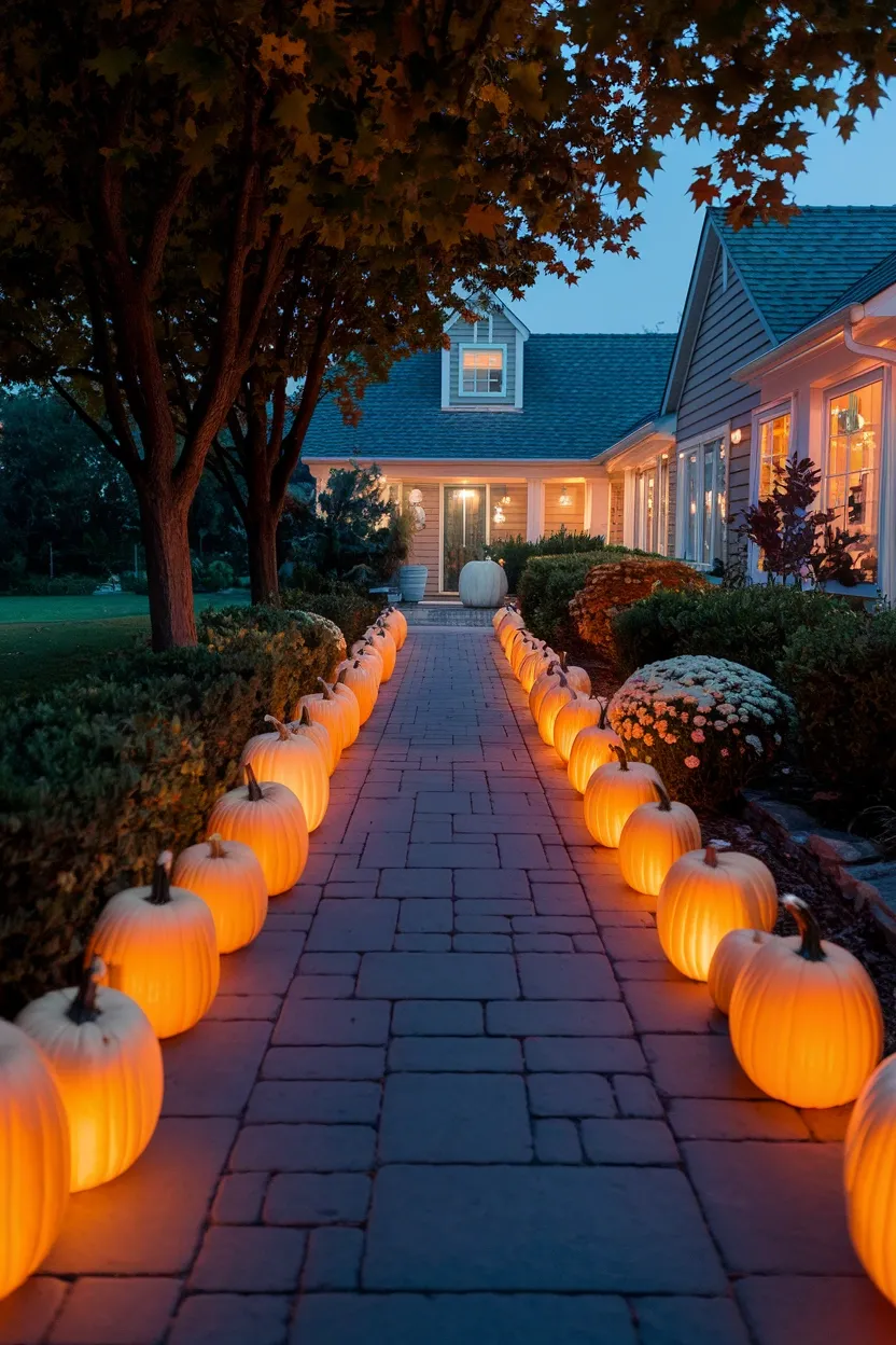 27 Outdoor Halloween Decor Trends to Try in 2026 8 Illuminated Pumpkin Pathway