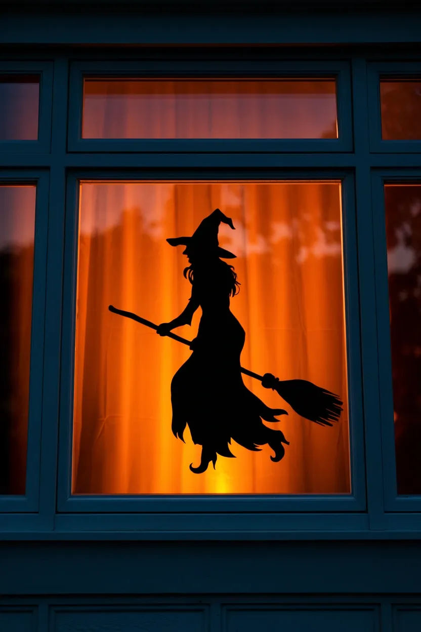 27 Light-Up Halloween Witch Decorations to Make Your Home Spooky 7 Illuminated Witch Silhouette