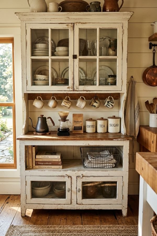 25 Genius DIY Coffee Bar Ideas for Your Home 7 Kitchen Hutch Coffee Bar