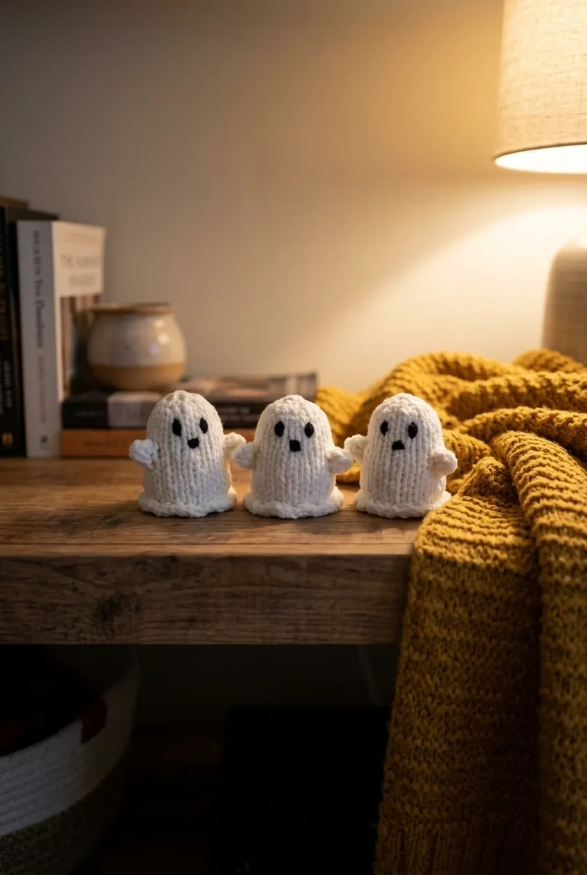 25 Spooky Season Halloween Crafts 17 Knitted Ghost Decor