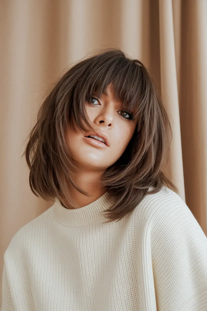 24 Best Haircuts for Women With Round Faces to Try 23 Layered Lob Style