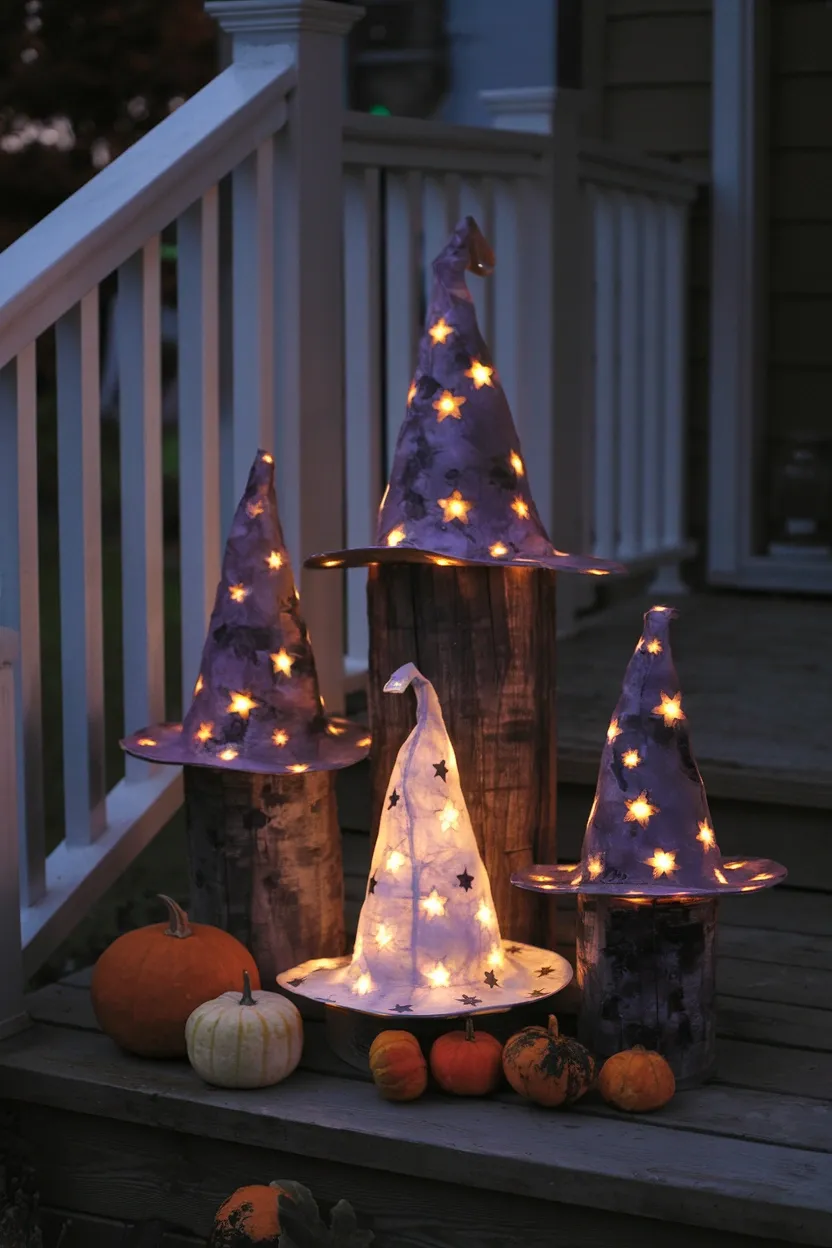 27 Light-Up Halloween Witch Decorations to Make Your Home Spooky 3 Light Up Witch Hat Trio