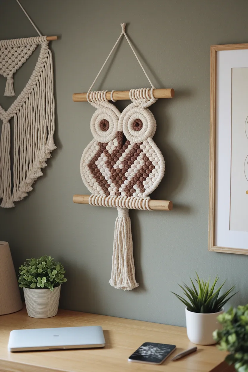 41 Halloween Crafts for Adults 39 Macrame Owl Wall Hanging