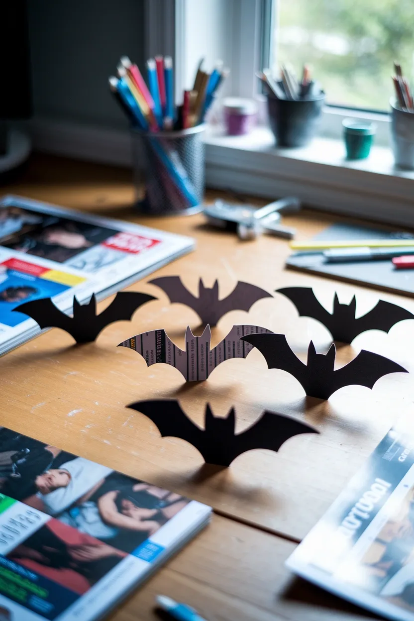 27 DIY Halloween Decorations You Can Make With Things You Already Own 26 Magazine Page Bats