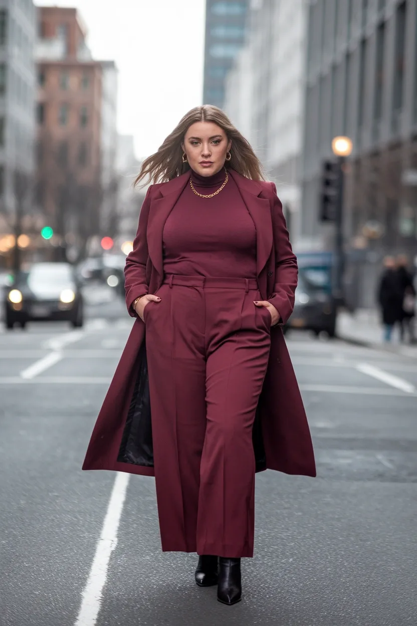27 Flattering Outfit Ideas for Chubby Girls 7 Monochrome Color Blocking Set