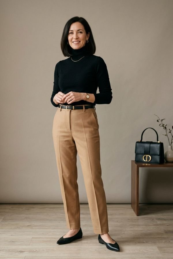 25 Stylish Outfits for Women Over 40 11 Monochrome Neutral Outfit