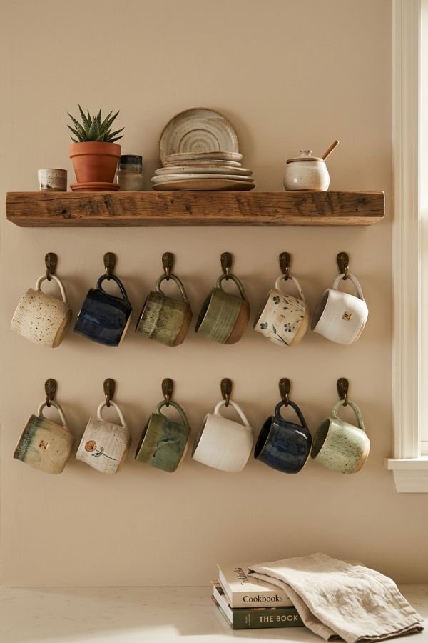 25 Genius DIY Coffee Bar Ideas for Your Home 17 Mug Display Shelf