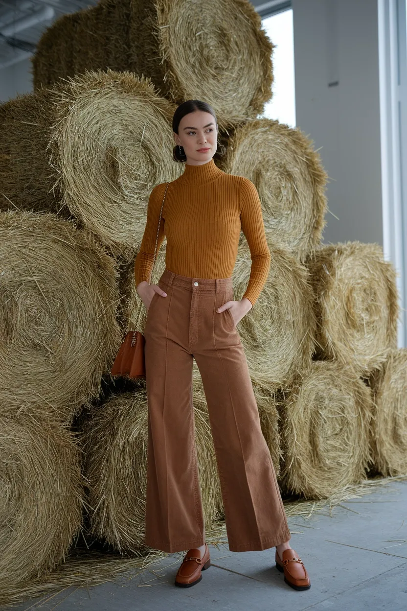 27 Fall Pumpkin Patch Outfit Ideas 8 Mustard Turtleneck Outfit