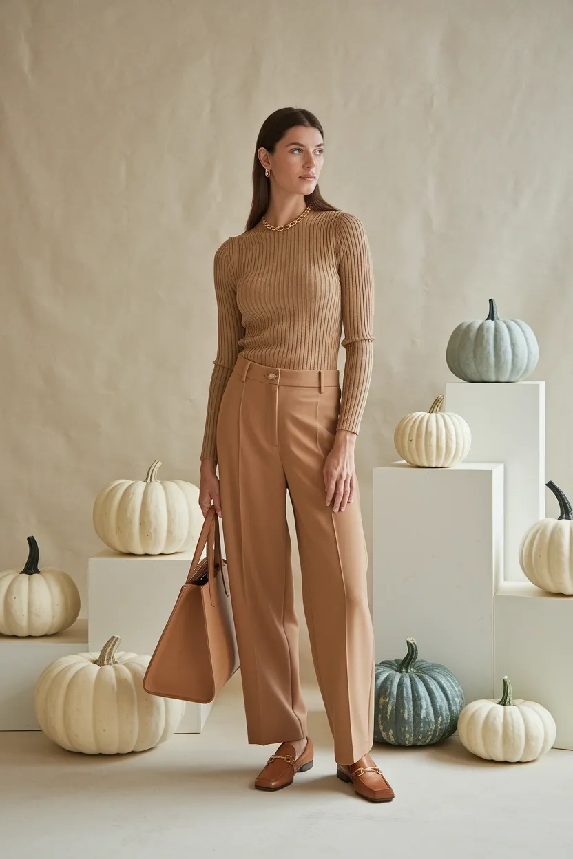 25 Pumpkin Patch Outfit Ideas 22 Neutral Tan Monochrome Set