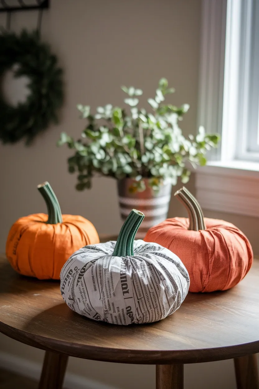 27 DIY Halloween Decorations You Can Make With Things You Already Own 12 Newspaper Stuffed Pumpkins