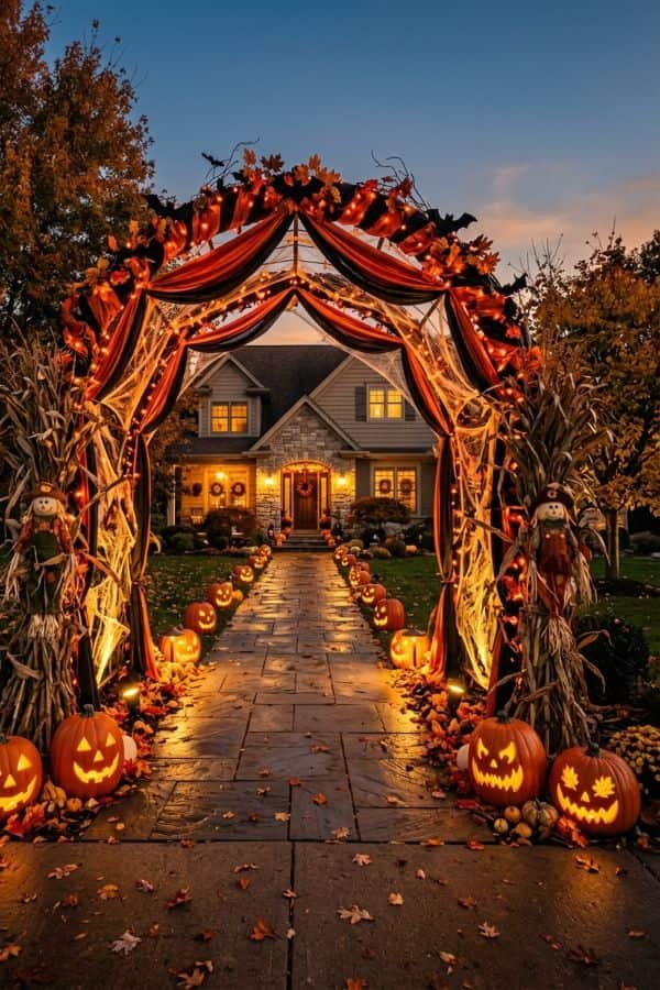 27 Front Yard Halloween Decorations 8 Oversized Pumpkin Archway