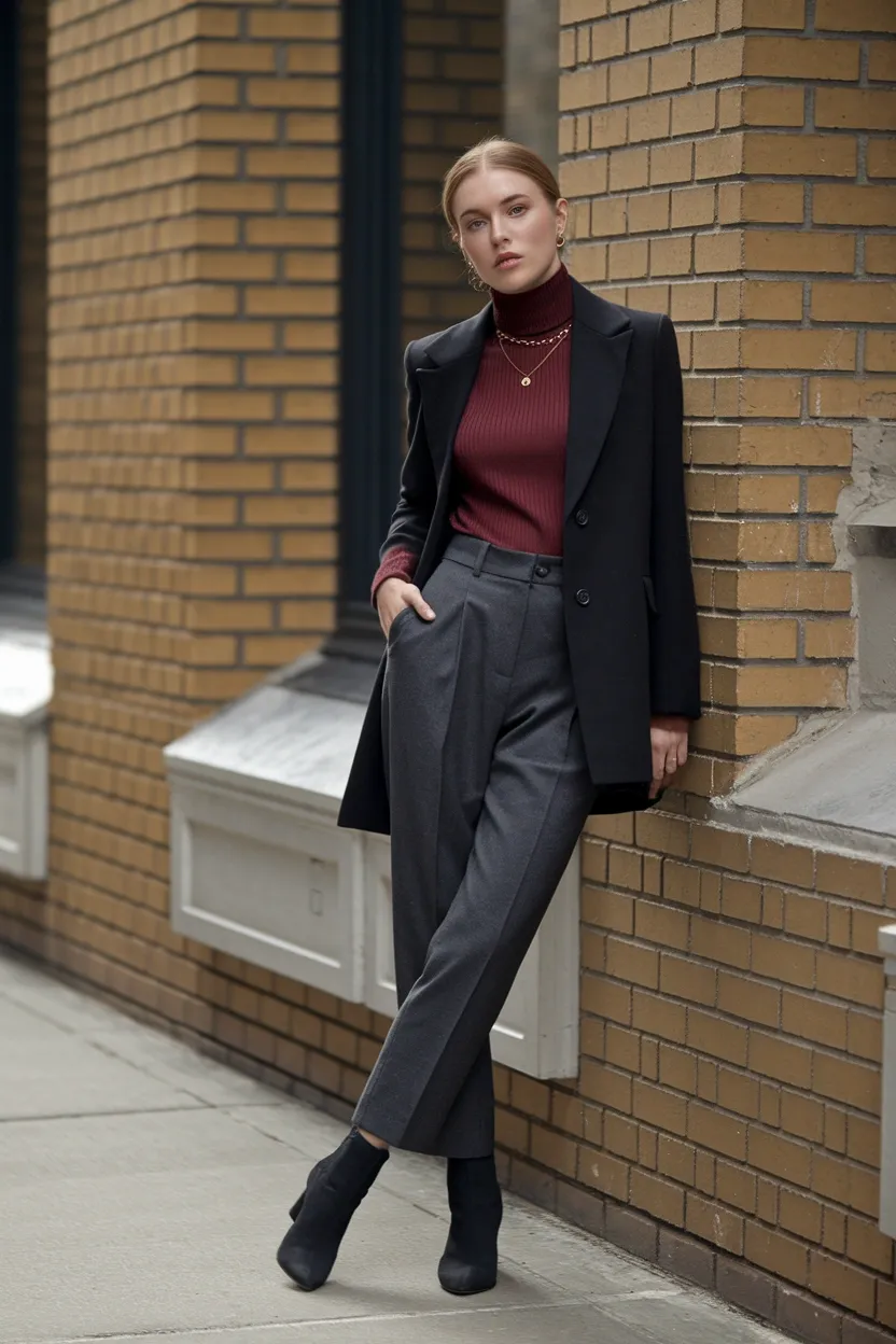29 Stylish Fall Outfit Ideas for 2026 3 Oxblood And Charcoal Pairing
