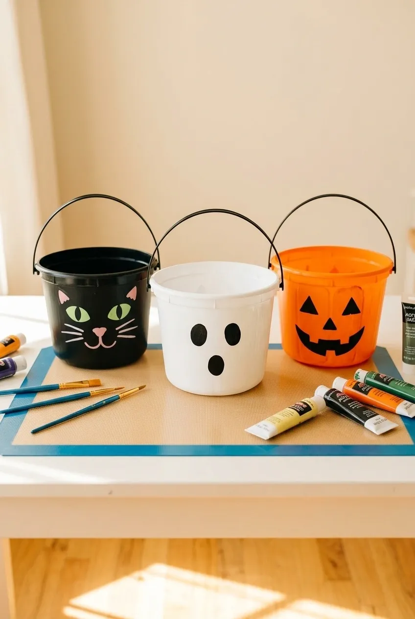 25 Spooky Season Halloween Crafts 19 Painted Treat Buckets
