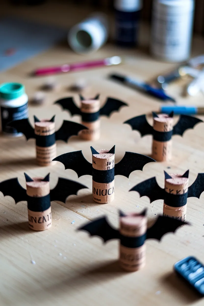 30 DIY Halloween Crafts That Pack More Punch Than Dracula’s Espresso 9 Painted Wine Cork Bats