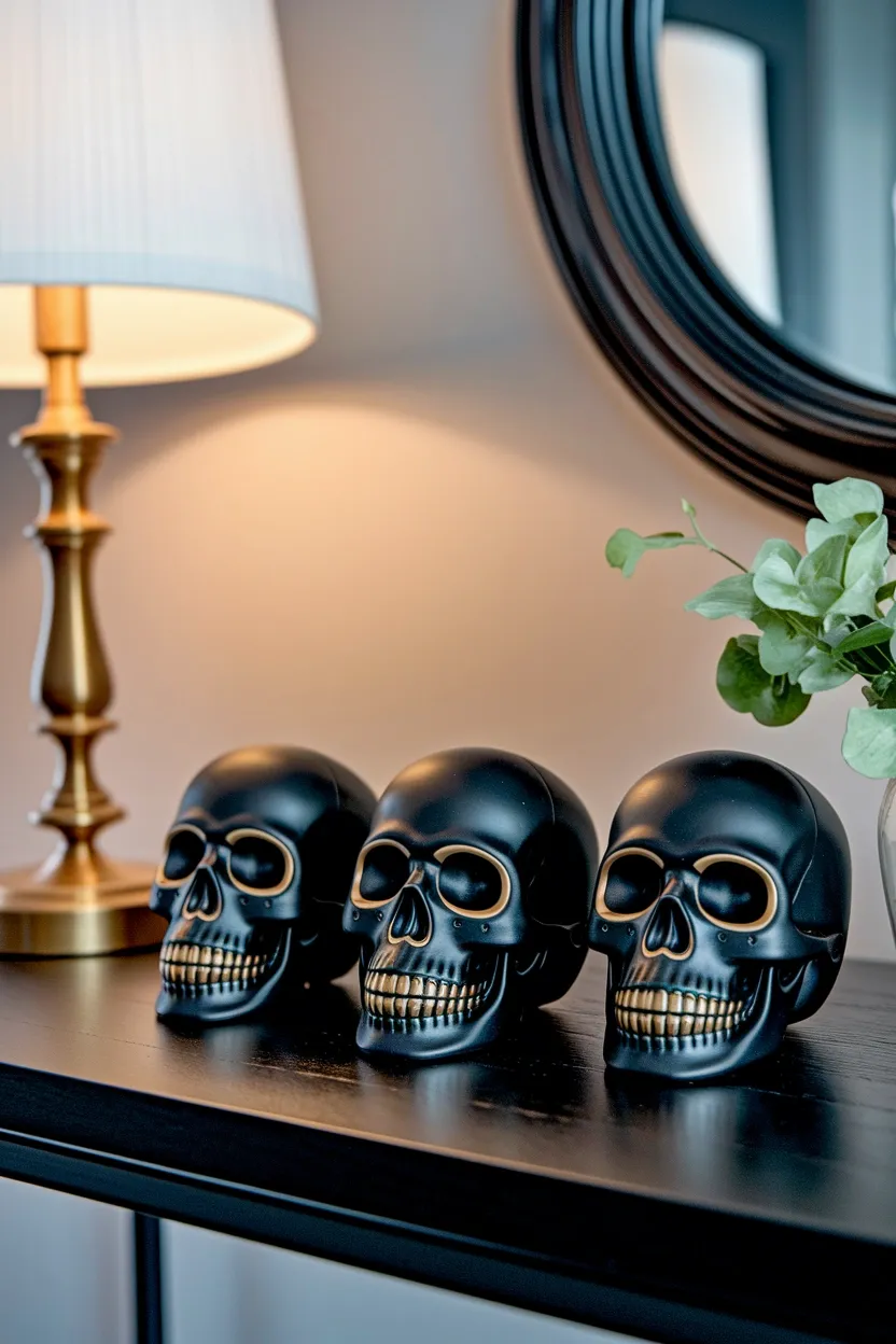 23 Cheap Dollar Store Halloween Decorations 3 Plastic Skull Dupe Set