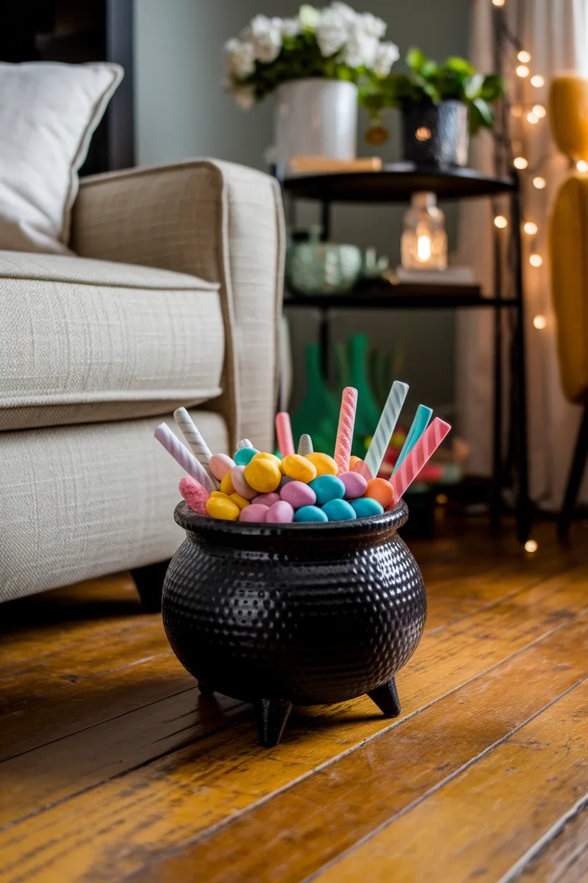 27 Whimsical Halloween Decor Ideas for a Fun Spooky Season 17 Playful Cauldron Corner