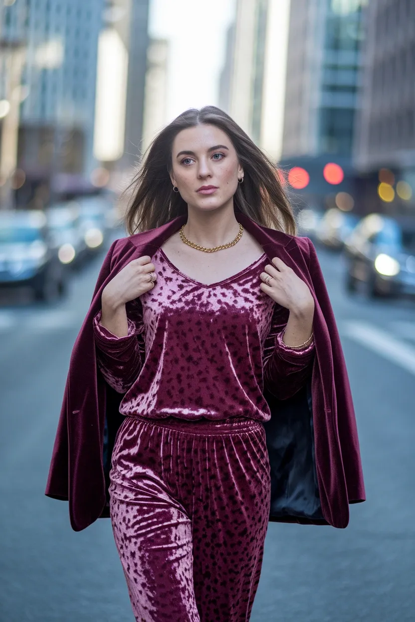 25 Fall Outfits 2026 for a Chic and Cozy Autumn Look 21 Plush Velvet Loungewear