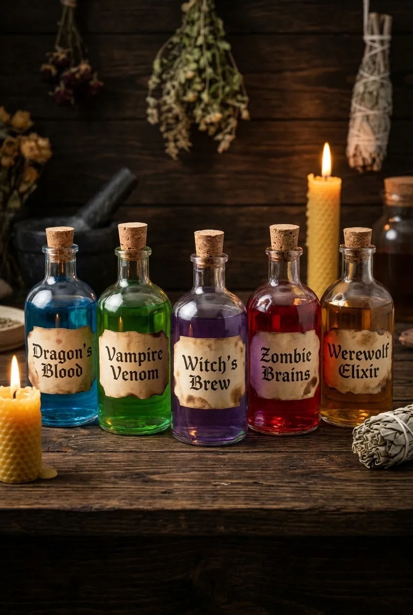 25 Spooky Season Halloween Crafts 10 Potion Bottle Labels