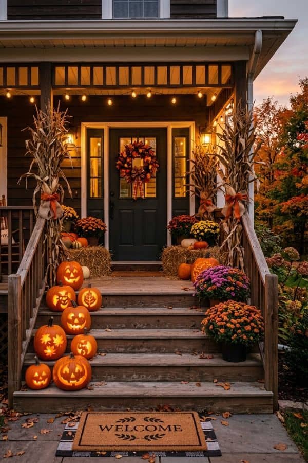 27 Front Yard Halloween Decorations 7 Pumpkin Porch Display