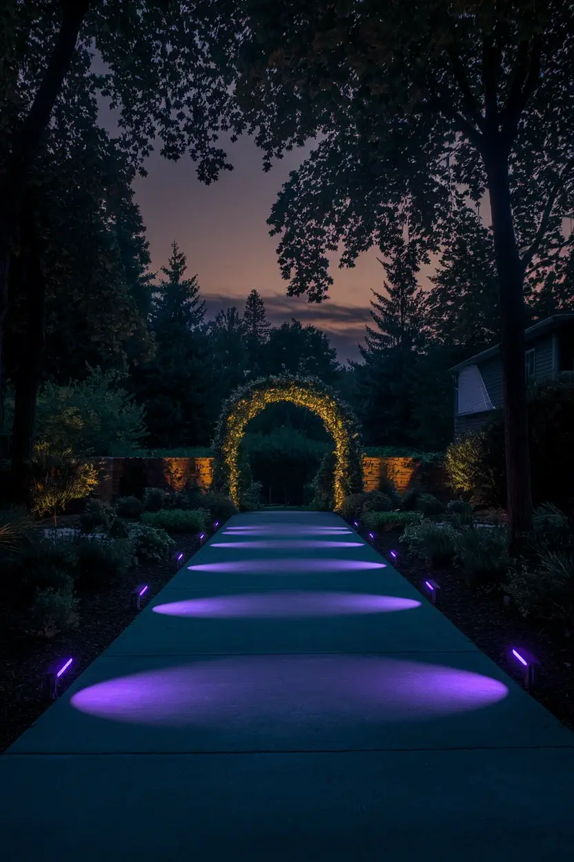 27 Wicked Halloween Archway Ideas 9 Purple Spotlight Archway