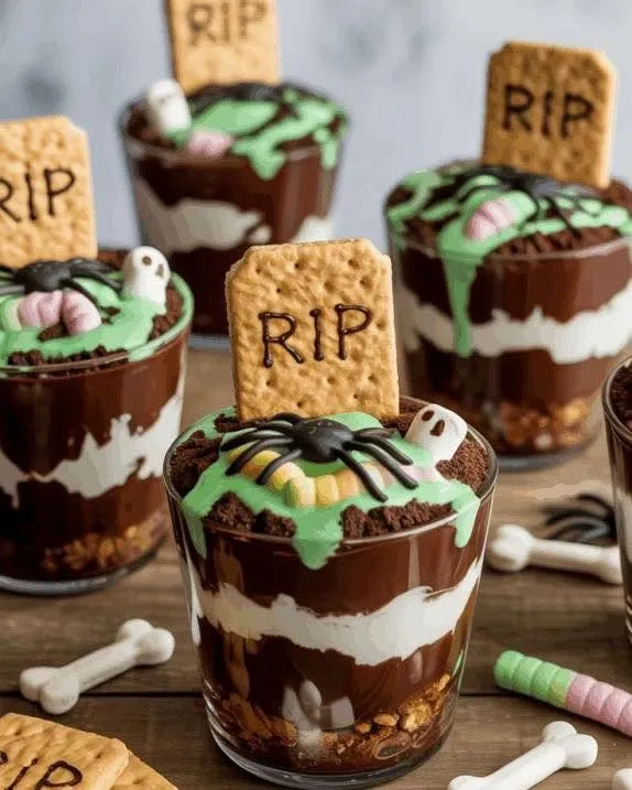 20 Halloween Party Food Ideas for a Spooky and Delicious Celebration 11 RIP Pudding Cups