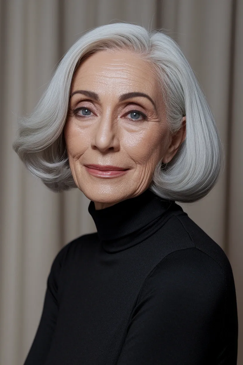 50 Gorgeous Hairstyles for Women Over 60 47 Rounded Bob Silver