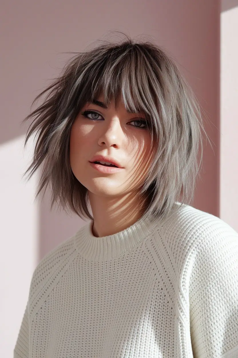 26 Flattering Haircuts for Women With Chubby Round Faces 12 Shag Cut Style 1