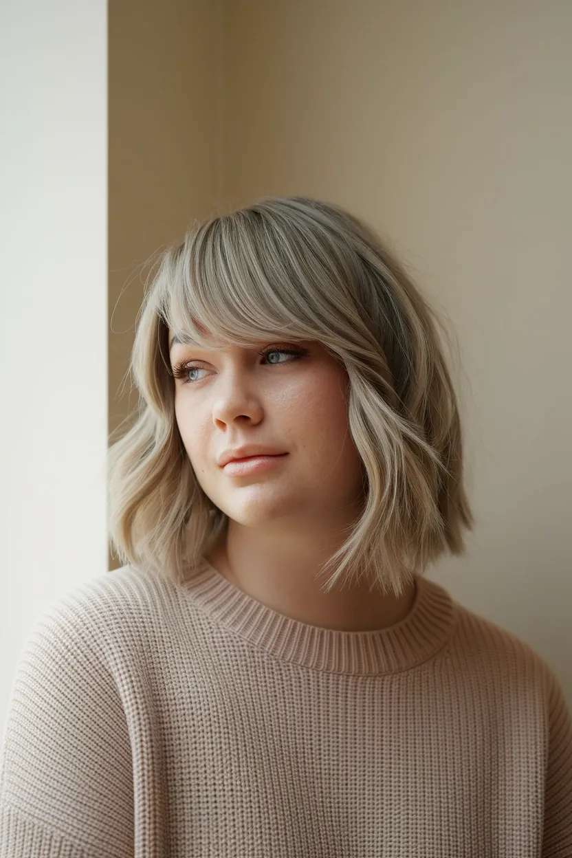 28 Short Haircuts for Women With Round Chubby Faces 13 Side Swept Short Bangs 2