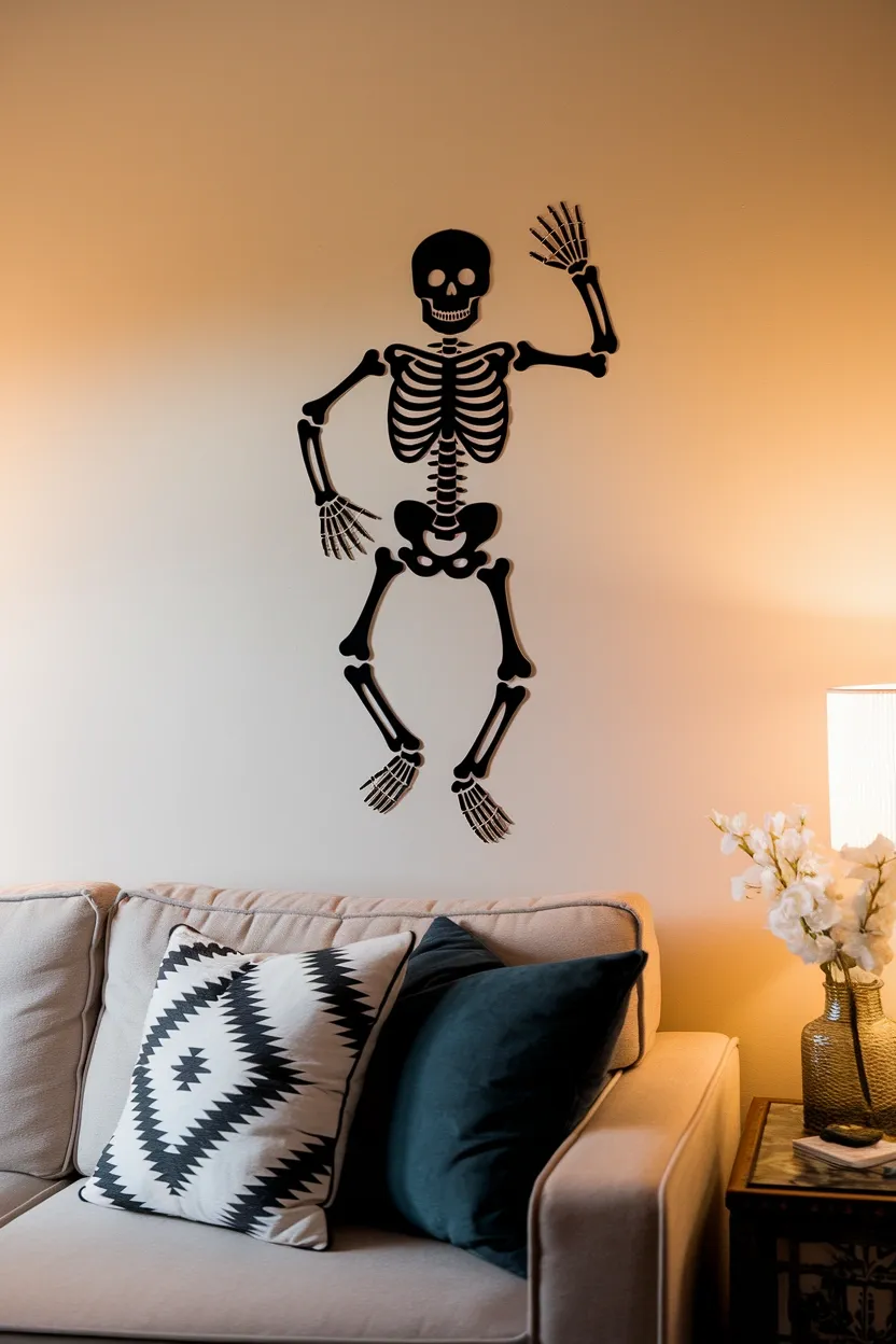 30 DIY Halloween Crafts That Pack More Punch Than Dracula’s Espresso 10 Skeleton Wall Silhouette