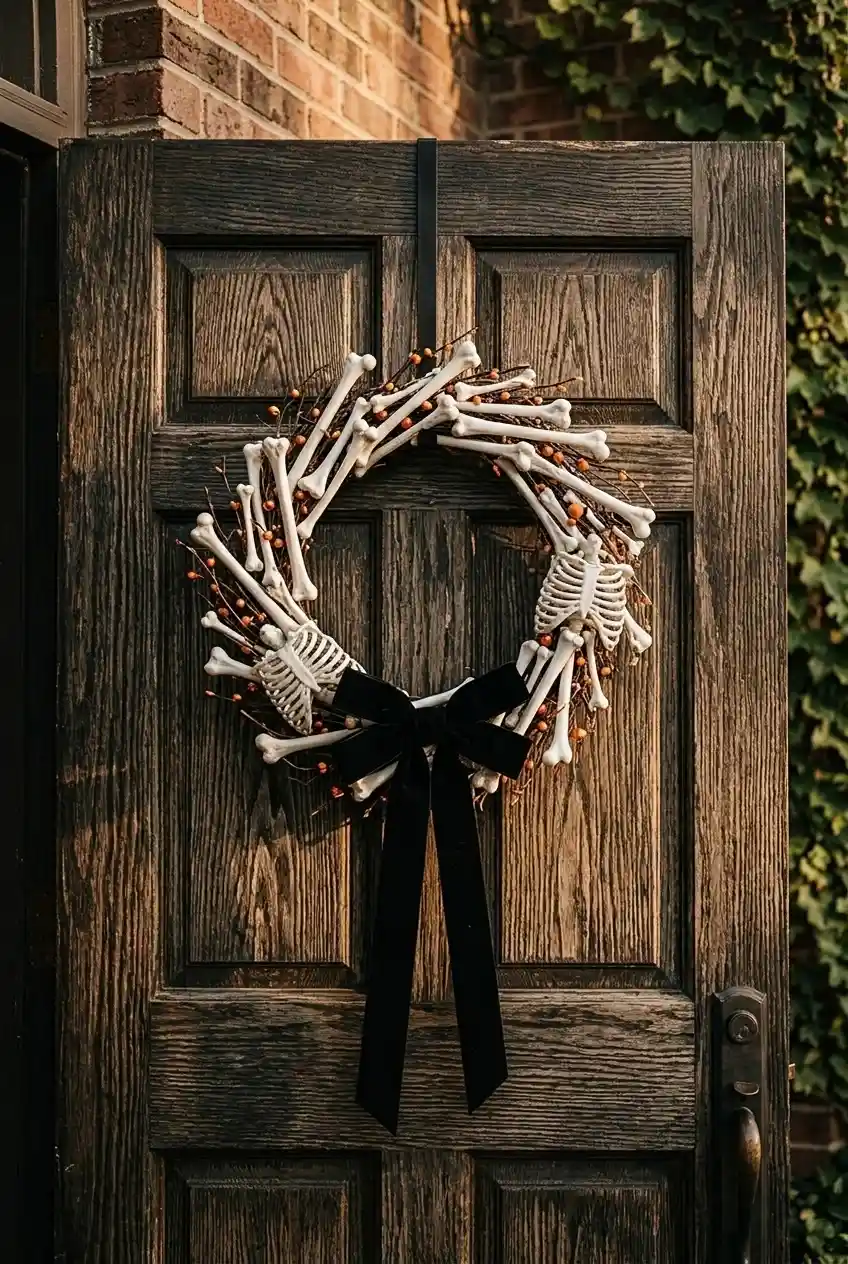 25 Spooky Season Halloween Crafts 8 Skeleton Wreath Craft