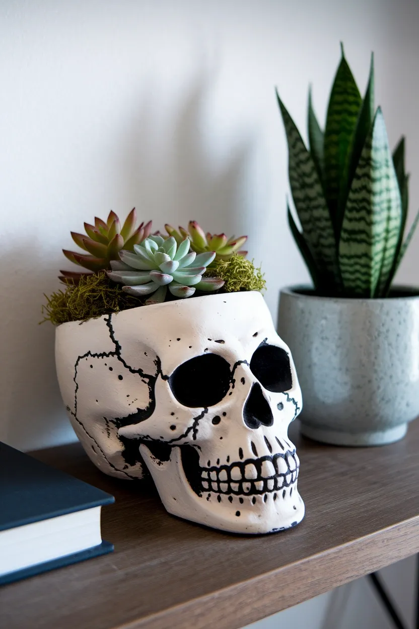 25 Unconventional Halloween Crafts for Adults 6 Skull Terrarium