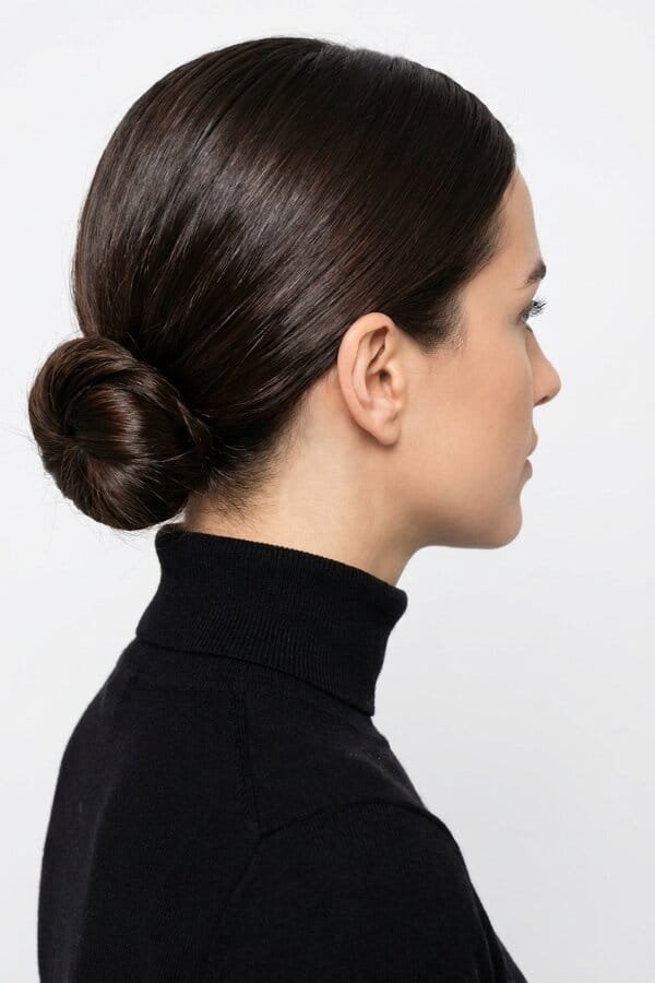 25 Trendy Shoulder Length Hairstyles to Try 14 Sleek Low Bun