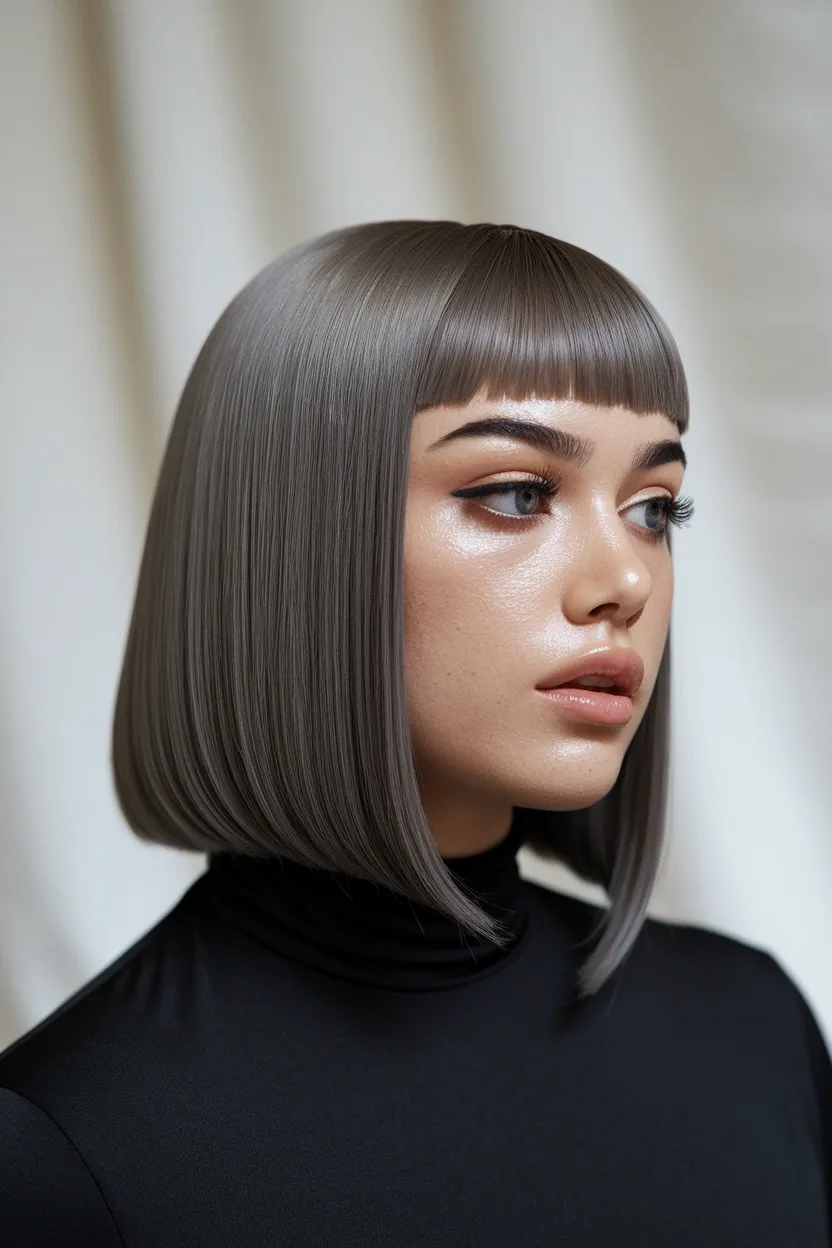 26 Flattering Haircuts for Women With Chubby Round Faces 15 Sleek Straight Cut
