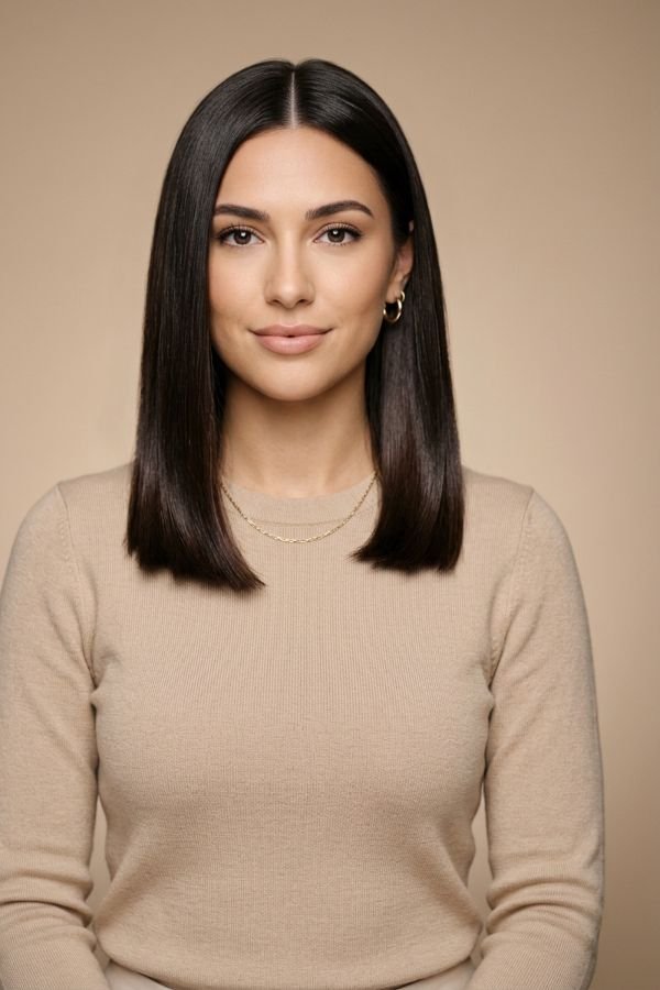 30 Trendy Medium Length Hairstyles You'll Love 28 Sleek Straight Lob 1