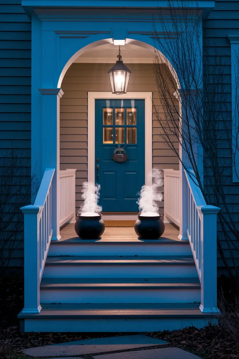 27 Wicked Halloween Archway Ideas 25 Smoking Cauldron Pair