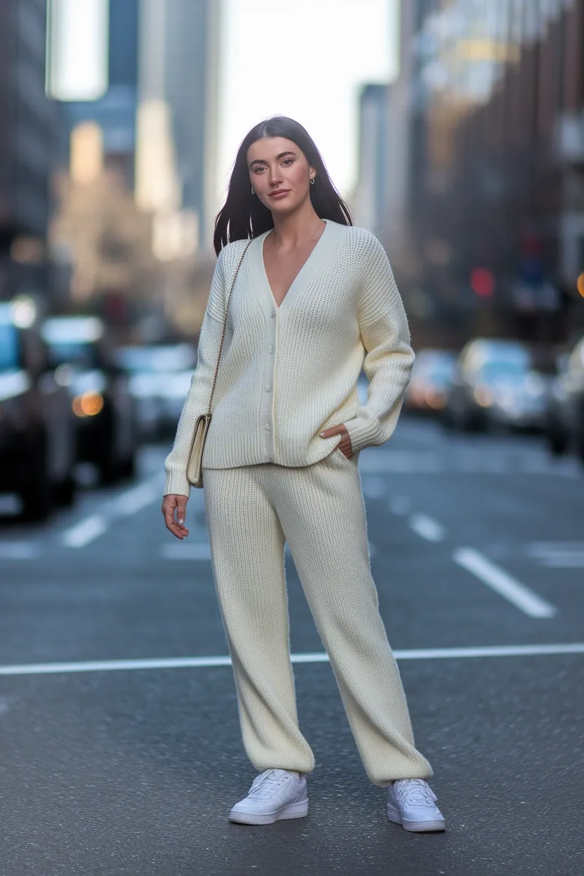 25 Fall Outfits 2026 for a Chic and Cozy Autumn Look 14 Soft Knit Loungewear Set