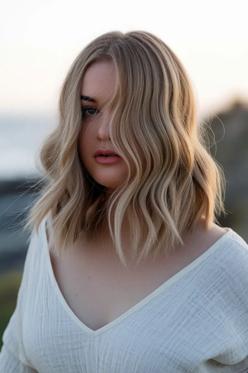 26 Flattering Haircuts for Women With Chubby Round Faces 14 Soft Wave Style