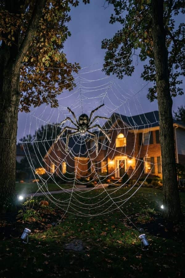 27 Front Yard Halloween Decorations 21 Spider Web Lawn