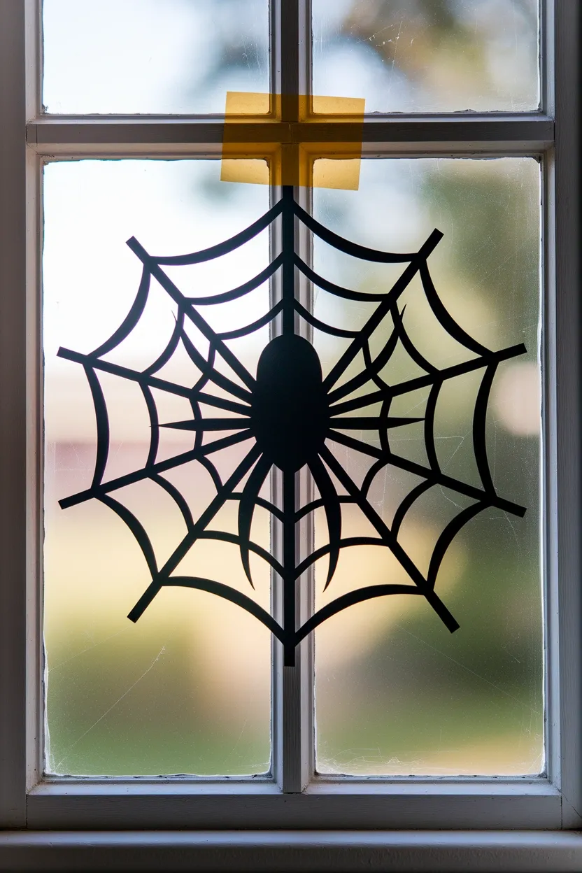 30 DIY Halloween Crafts That Pack More Punch Than Dracula’s Espresso 3 Spider Web Window Art