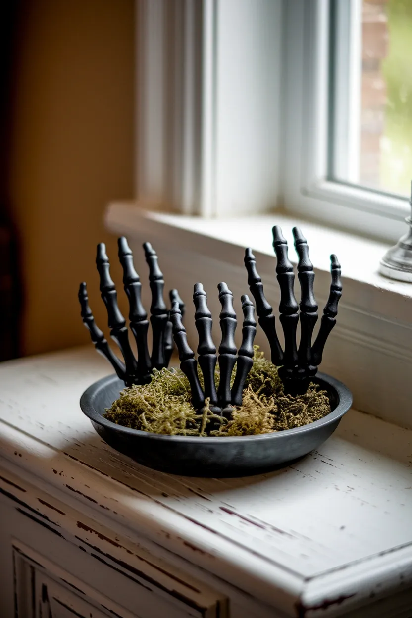 30 DIY Halloween Crafts That Pack More Punch Than Dracula’s Espresso 2 Spray Painted Skeleton Hands
