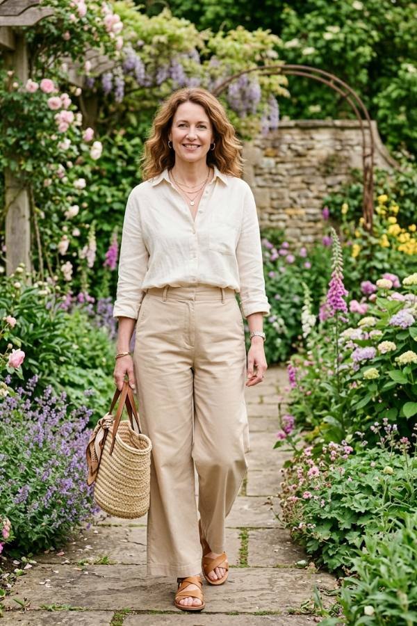 25 Stylish Outfits for Women Over 40 22 Spring Linen Outfit