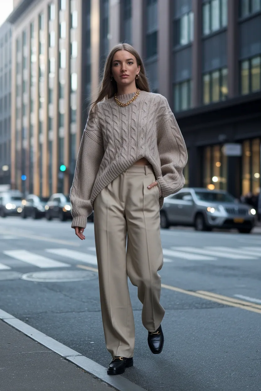 29 Stylish Fall Outfit Ideas for 2026 22 Statement Knitwear Look