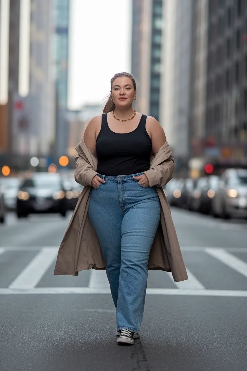 27 Flattering Outfit Ideas for Chubby Girls 13 Straight Leg Jeans Set