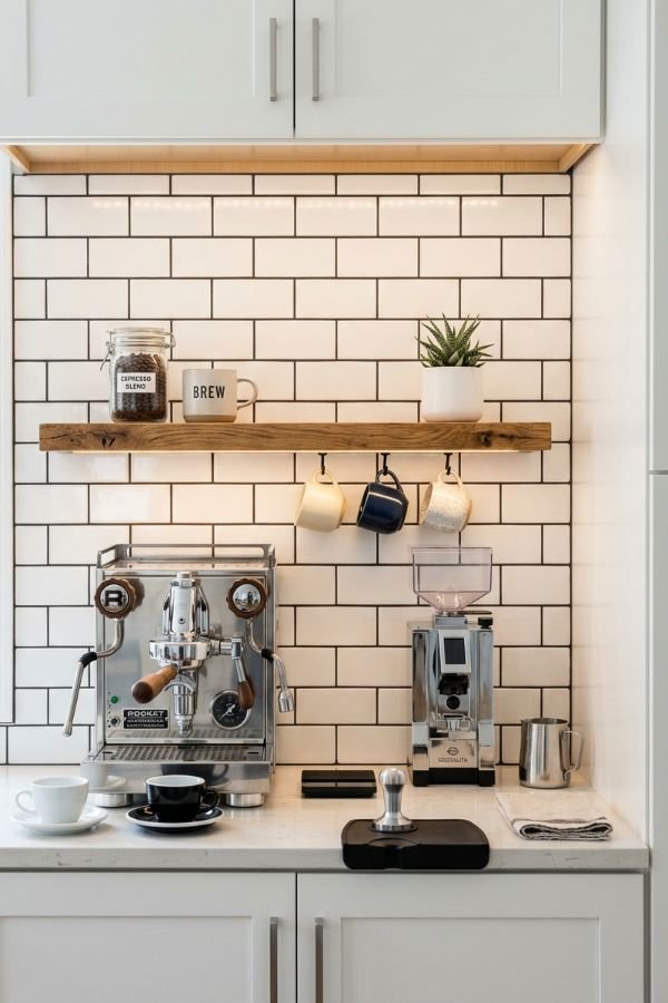 25 Genius DIY Coffee Bar Ideas for Your Home 20 Subway Tile Coffee Wall
