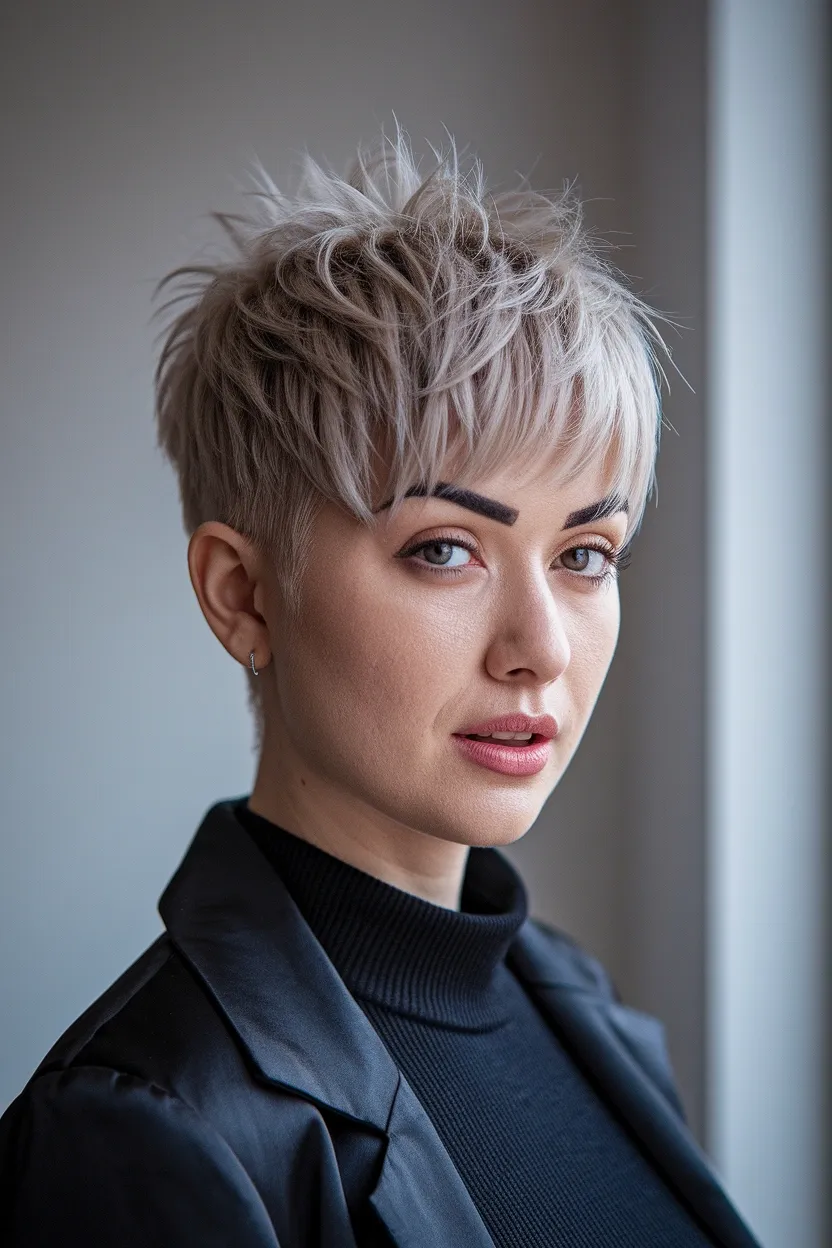 26 Flattering Haircuts for Women With Chubby Round Faces 21 Textured Pixie Cut 1